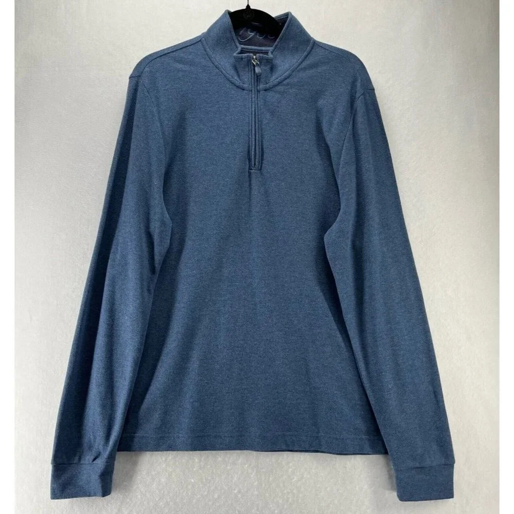 Jos A Bank Sweater Mens Size M Tailored Fit 1/4 Zip Pullover Cotton Blue